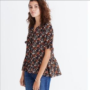 Madewell Silk Ruffle Blouse/Top